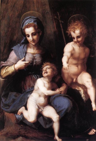 Madonna and Child with the Young St John by Andrea Del Sarto - Hand-Painted Oil Painting Reproduction