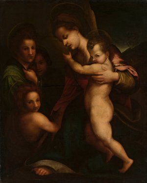 Madonna with Child Jesus and St. John by Andrea Del Sarto Oil Painting