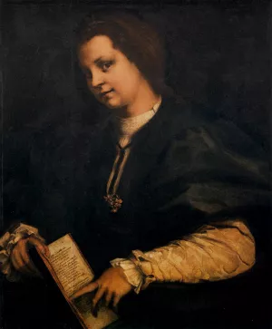 Portrait of a Lady with a Book by Andrea Del Sarto Oil Painting