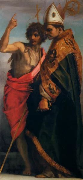 Sts John the Baptist and Bernardo degli Uberti painting by Andrea Del Sarto