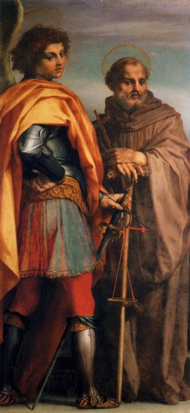 Main Product Photo of Sts Michael and John Gualbert Painting by Andrea Del Sarto