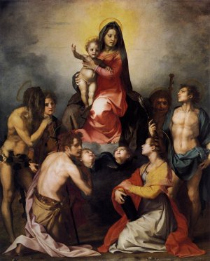 Virgin and Child in Glory with Six Saints Oil painting by Andrea Del Sarto