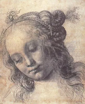 Head of a Girl Study by Andrea Del Verrocchio Oil Painting