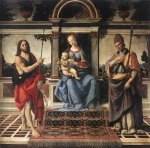 Madonna with Sts John the Baptist and Donatus by Andrea Del Verrocchio - Oil Painting Reproduction