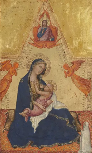 Madonna of Humility, The Blessing Christ, Two Angels, and a Donor by Andrea Di Bartolo Oil Painting