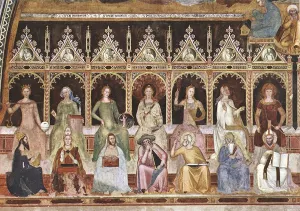 Triumph of St Thomas and Allegory of the Sciences Detail Oil painting by Andrea Di Bartolo
