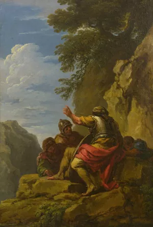 Bandits In A Rocky Landscape by Andrea Locatelli Oil Painting