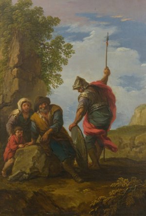 Bandits In A Rocky Landscape by Andrea Locatelli Oil Painting