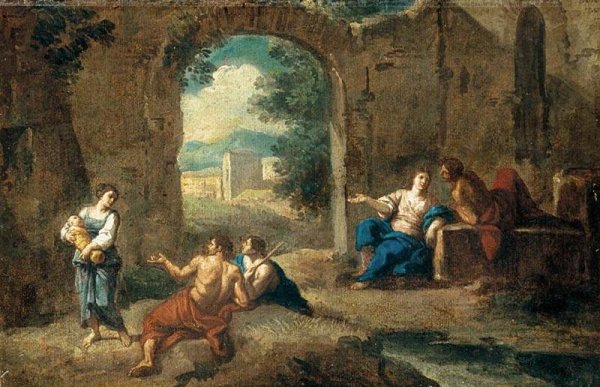 Main Product Photo of Figures in a Landscape Painting by Andrea Locatelli