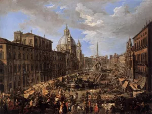Market in the Piazza Navona in Rome painting by Andrea Locatelli