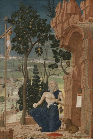 Saint Jerome in the Wilderness by Andrea Mantegna (Follower) Oil Painting