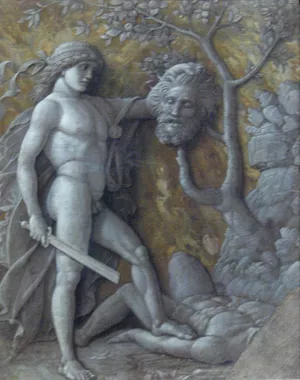 David with Goliath's head by Andrea Mantegna - Oil Painting Reproduction