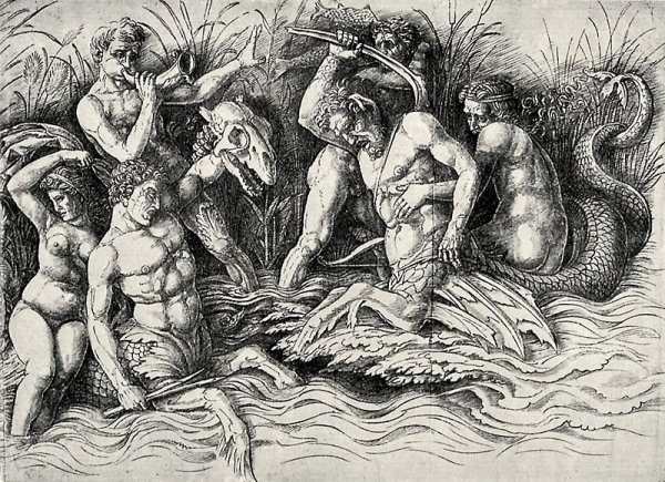 Main Product Photo of Die Schlacht der Meeresgatter Painting by Andrea Mantegna