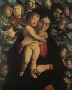 Madonna and Child with Cherubs by Andrea Mantegna - Oil Painting Reproduction