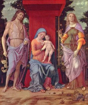 Madonna mit Hl. Maria Magdalena und Hl. Johannes dem Taeufer by Andrea Mantegna - Oil Painting Reproduction