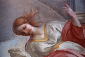 Hebe Hovering above Hercules's Pyre (detail) by Andrea Pozzo Oil Painting