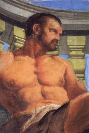 Omphale Punishing Hercules Detail painting by Andrea Pozzo