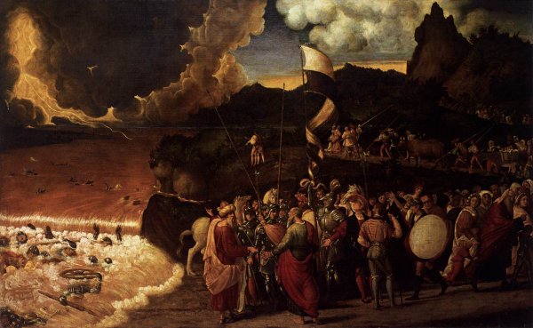 Submersion of Pharaoh in the Red Sea by Andrea Previtali - Hand-Painted Oil Painting Reproduction