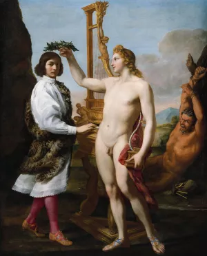 Marcantonio Pasqualini Crowned By Apollo by Andrea Sacchi Oil Painting