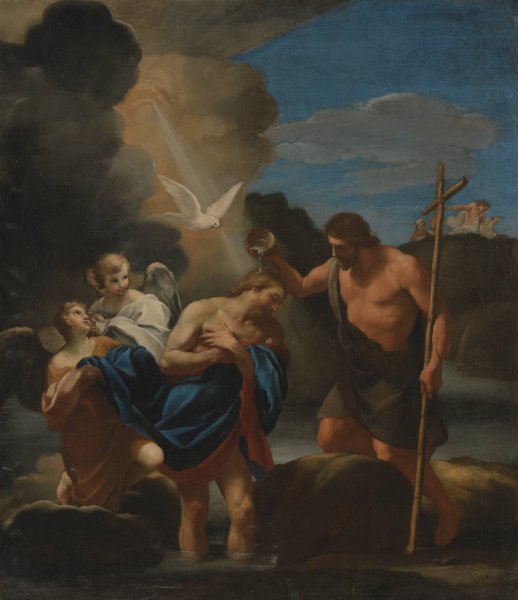 Main Product Photo of The Baptism of Christ  Painting by Andrea Sacchi