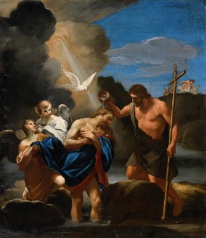 The Baptism of Christ by Andrea Sacchi Oil Painting