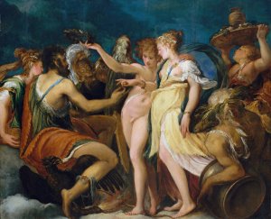 The Marriage of Cupid and Psyche by Andrea Schiavone Oil Painting