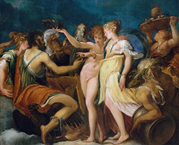 The Marriage of Cupid and Psyche  by Andrea Schiavone - Hand-Painted Oil Painting Reproduction