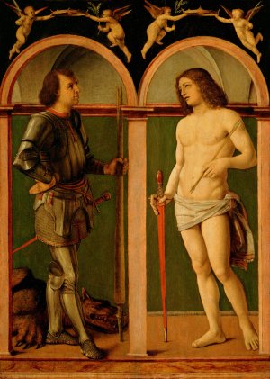 Saint George and Saint Sebastian by Andrea Solario Oil Painting