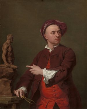 John Michael Rysbrack Modelling His Terra-Cotta Statue of Hercules by Andrea Soldi Oil Painting