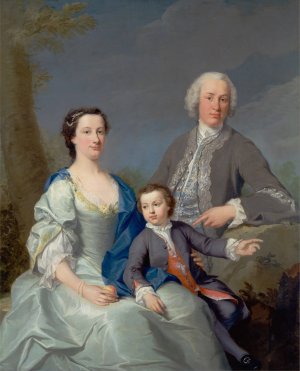 Sir Robert and Lady Smyth with Their Son, Hervey by Andrea Soldi Oil Painting