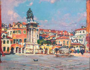 Venice, Campo Santi Giovanni e Paolo by Andrea Tavernier Oil Painting