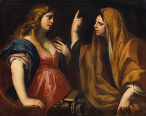 Martha And Mary by Andrea Vaccaro Oil Painting