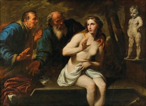 Susanna And The Elders by Andrea Vaccaro Oil Painting