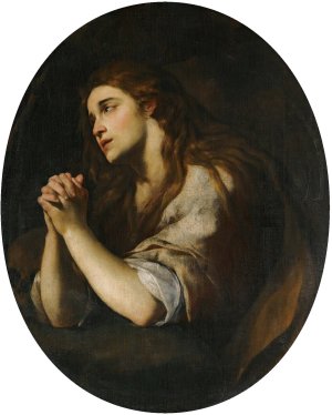 The Penitent Magdalene by Andrea Vaccaro Oil Painting