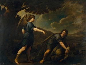 Tobias and the Fish by Andrea Vaccaro Oil Painting
