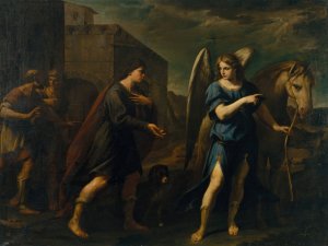 Tobias Meets the Archangel Raphael by Andrea Vaccaro Oil Painting