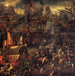 Battle of Lepanto Detail by Andrea Vicentino Oil Painting