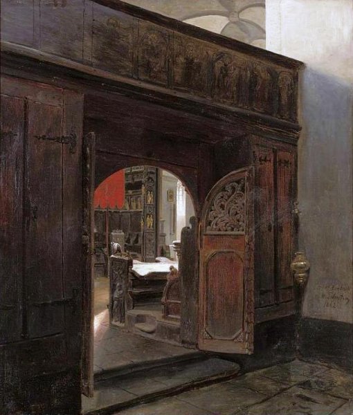 Main Product Photo of A Church Interior Painting by Andreas Achenbach