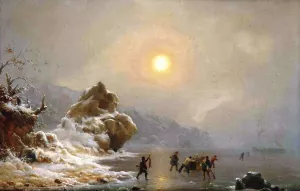 A Winter Landscape with Hunters on the Ice