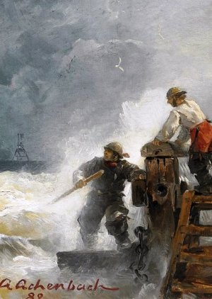 At the Pier by Andreas Achenbach Oil Painting