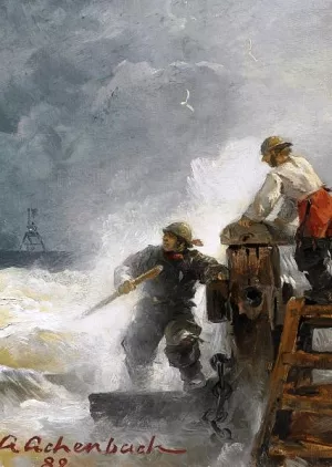 At the Pier by Andreas Achenbach Oil Painting