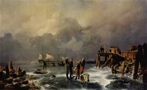 Banks of the Frozen Sea Winter Landscape by Andreas Achenbach - Oil Painting Reproduction
