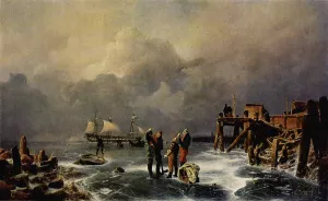 Banks of the Frozen Sea Winter Landscape Oil painting by Andreas Achenbach