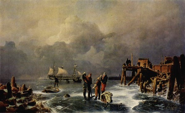 Main Product Photo of Banks of the Frozen Sea Winter Landscape
 Painting by Andreas Achenbach