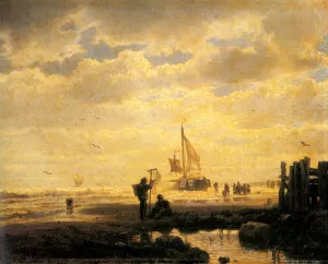 Bringing in the Catch by Andreas Achenbach - Oil Painting Reproduction