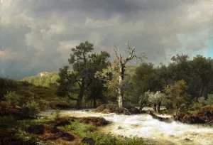 Course of a River in Hesse, Before the Tempest by Andreas Achenbach - Oil Painting Reproduction