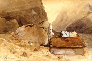 Gudvangen by Andreas Achenbach Oil Painting