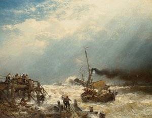 Hafen von Ostende by Andreas Achenbach Oil Painting