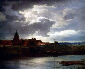 Landscape with a River by Andreas Achenbach Oil Painting