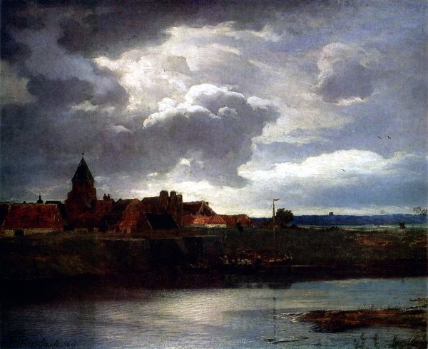 Landscape with a River by Andreas Achenbach - Hand-Painted Oil Painting Reproduction